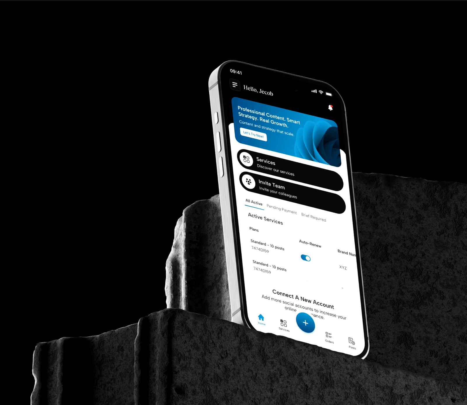 App interface mockup